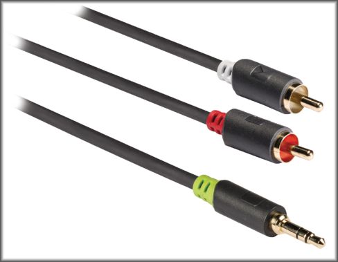 Dal obrzek zbo Stereofonn audio kabel, 3,5mm zstrka  2x RCA zstrka, 2 m, KNA22200E20 - Kabely, konektory...