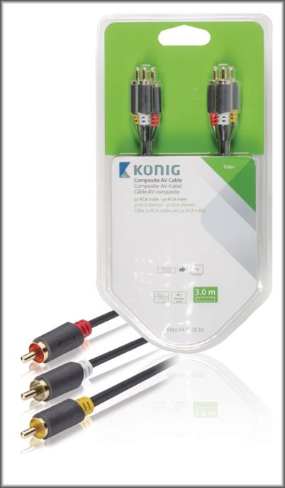Náhled zboží Kompozitní AV kabel, 3x RCA zástrčka – 3x RCA zástrčka, 3 m, KNV24300E30 - Kabely, konektory... Náhled zboží Kompozitní AV kabel, 3x RCA zástrčka – 3x RCA zástrčka, 3 m, KNV24300E30 - Kabely, konektory...